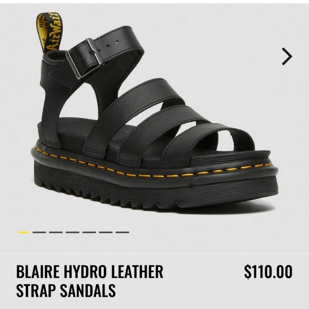 Dr. Martens Black Blaire Hydro Leather Strap Sandals
